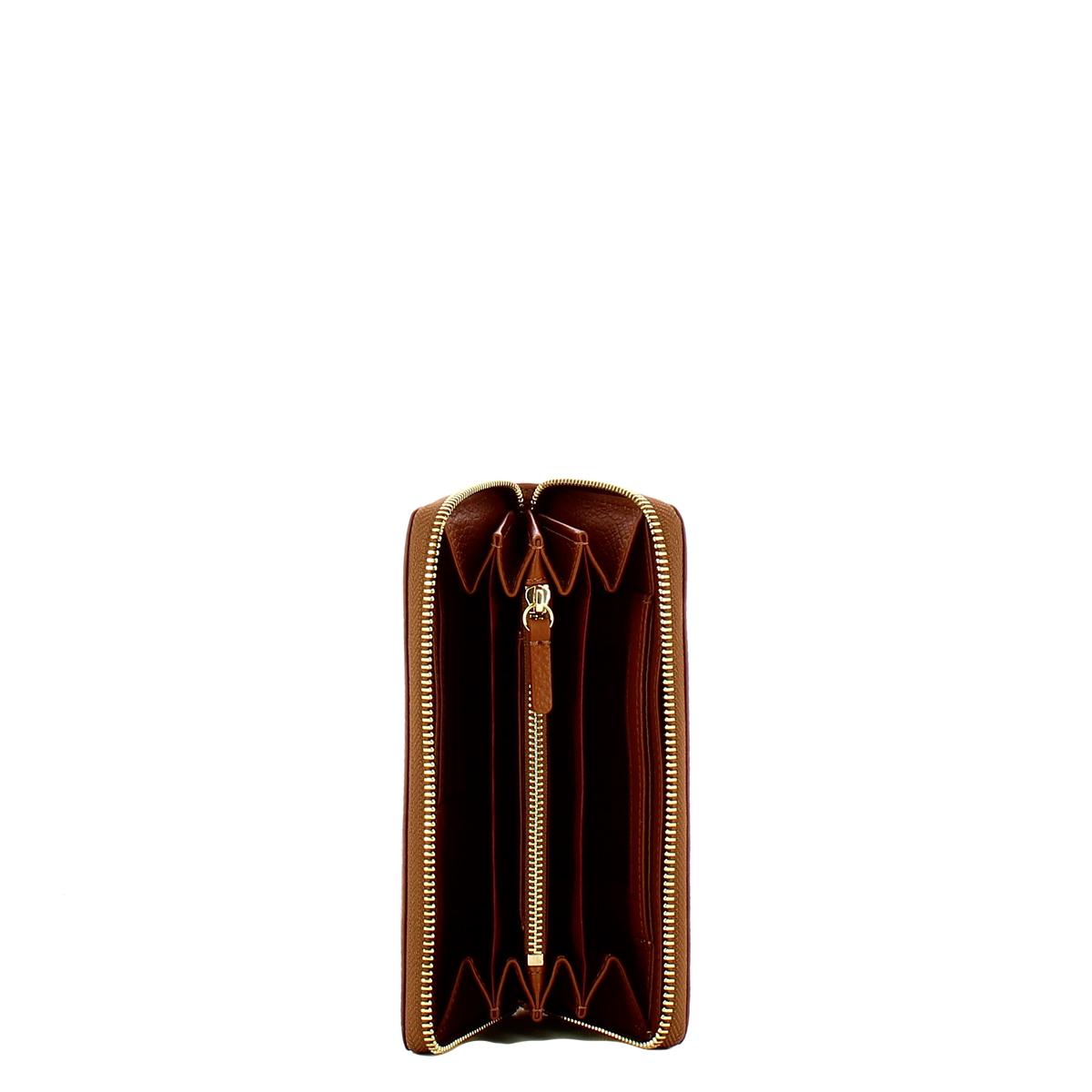 Coccinelle Portafoglio Metallic Soft Large Zip Around Cognac - 3