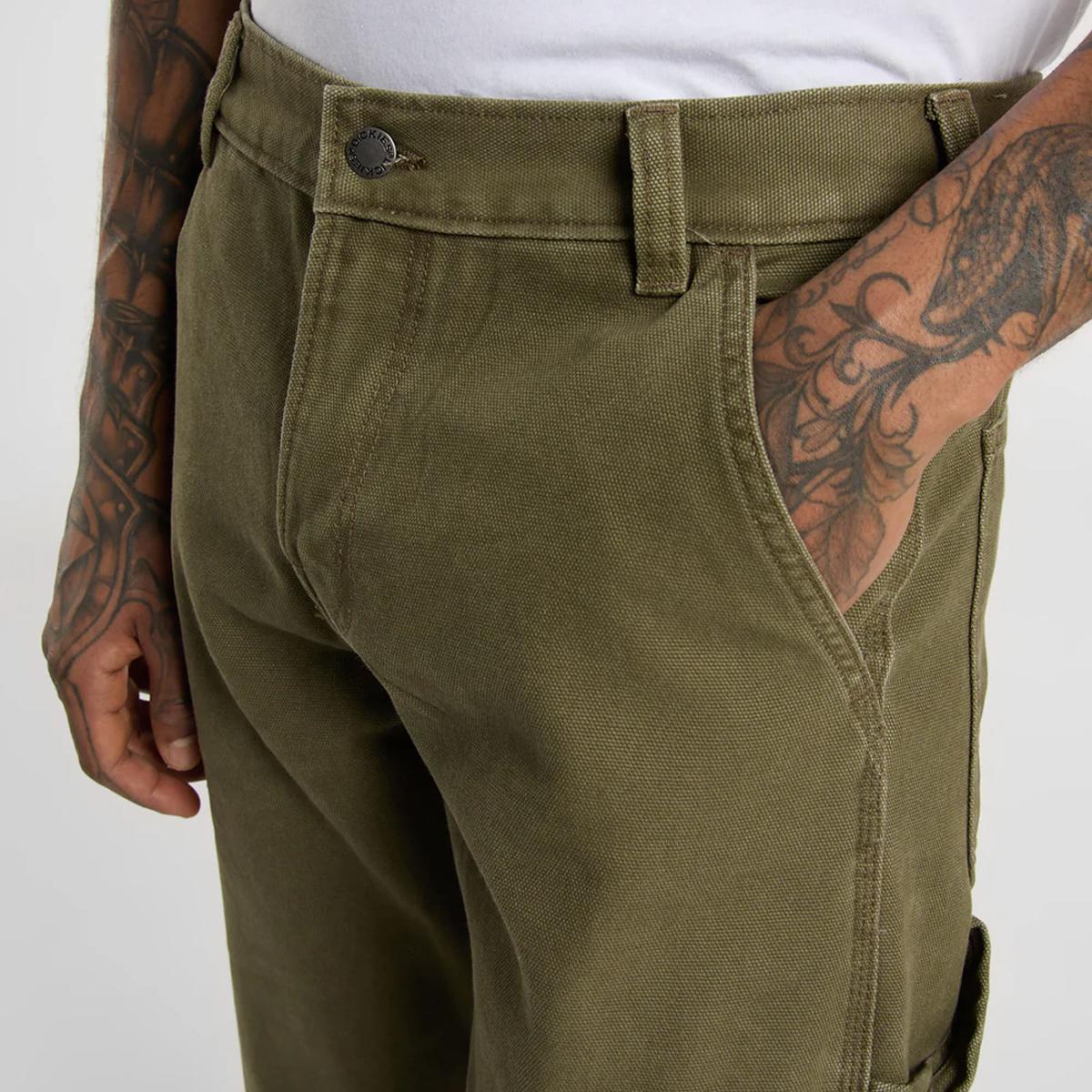 Dickies Canvas Carpenter Military Green Trousers - 6
