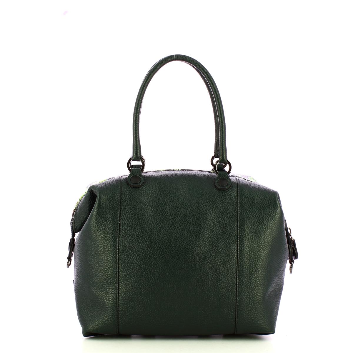 Gabs Borsa G3 Plus L Trip Pelle Bull Black Ricamo Verde Fiore - 4