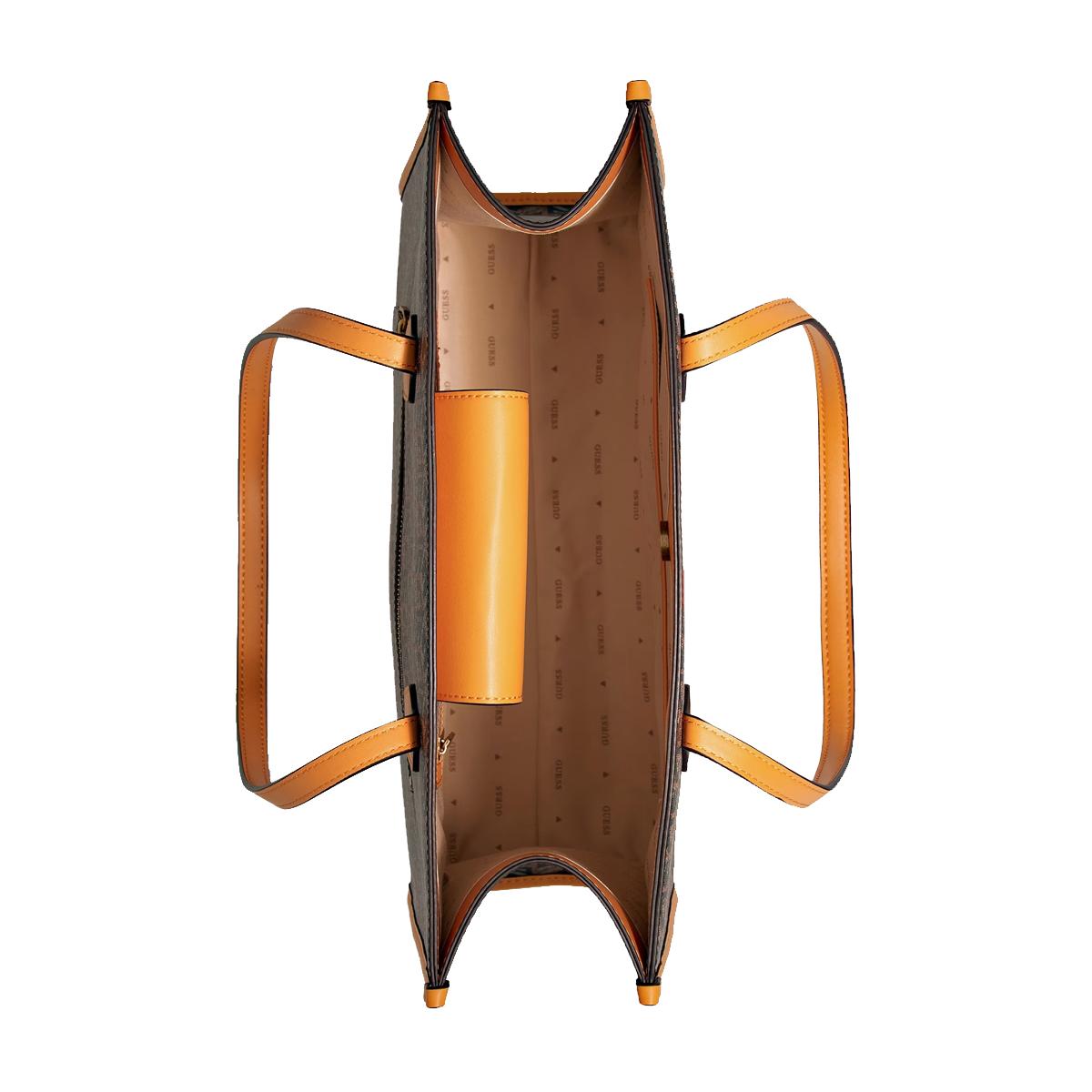 Guess Shopper Silvana G Cube Grande Black Logo Cognac - 4