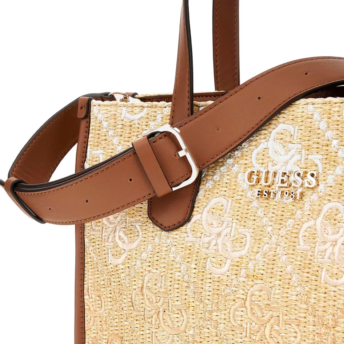Guess Borsa a mano Silvana 4G Cognac Logo - 4