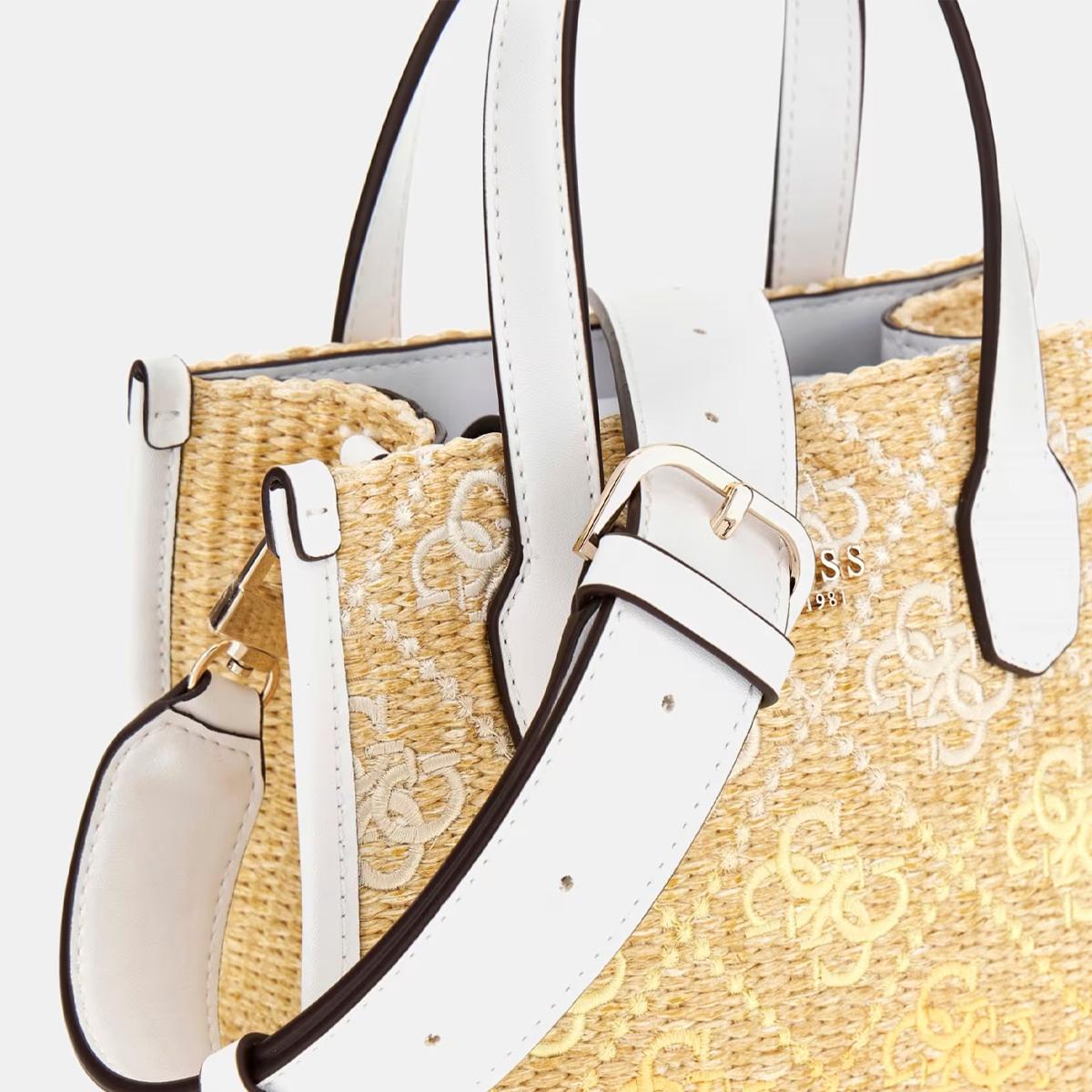 Guess Mini borsa a mano Silvana 4G Cornsilk Logo - 4