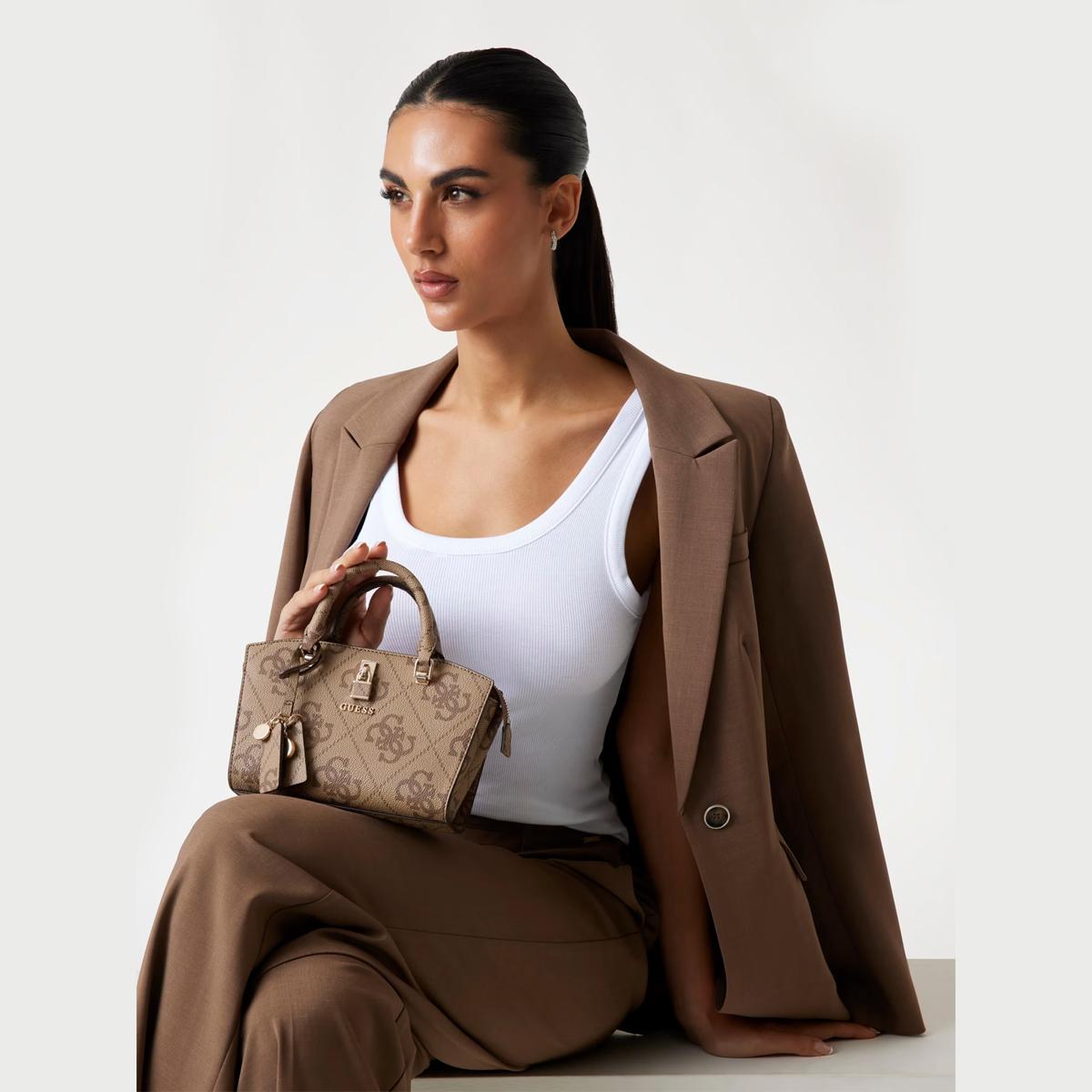 Guess Mini Borsa a mano Queensland Latte Logo - 5