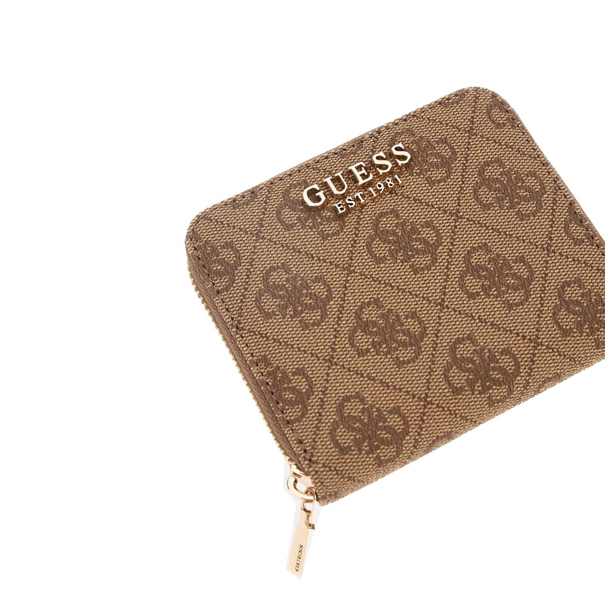 Guess Portafoglio Piccolo Laurel II Zip Around Latte Logo - 3