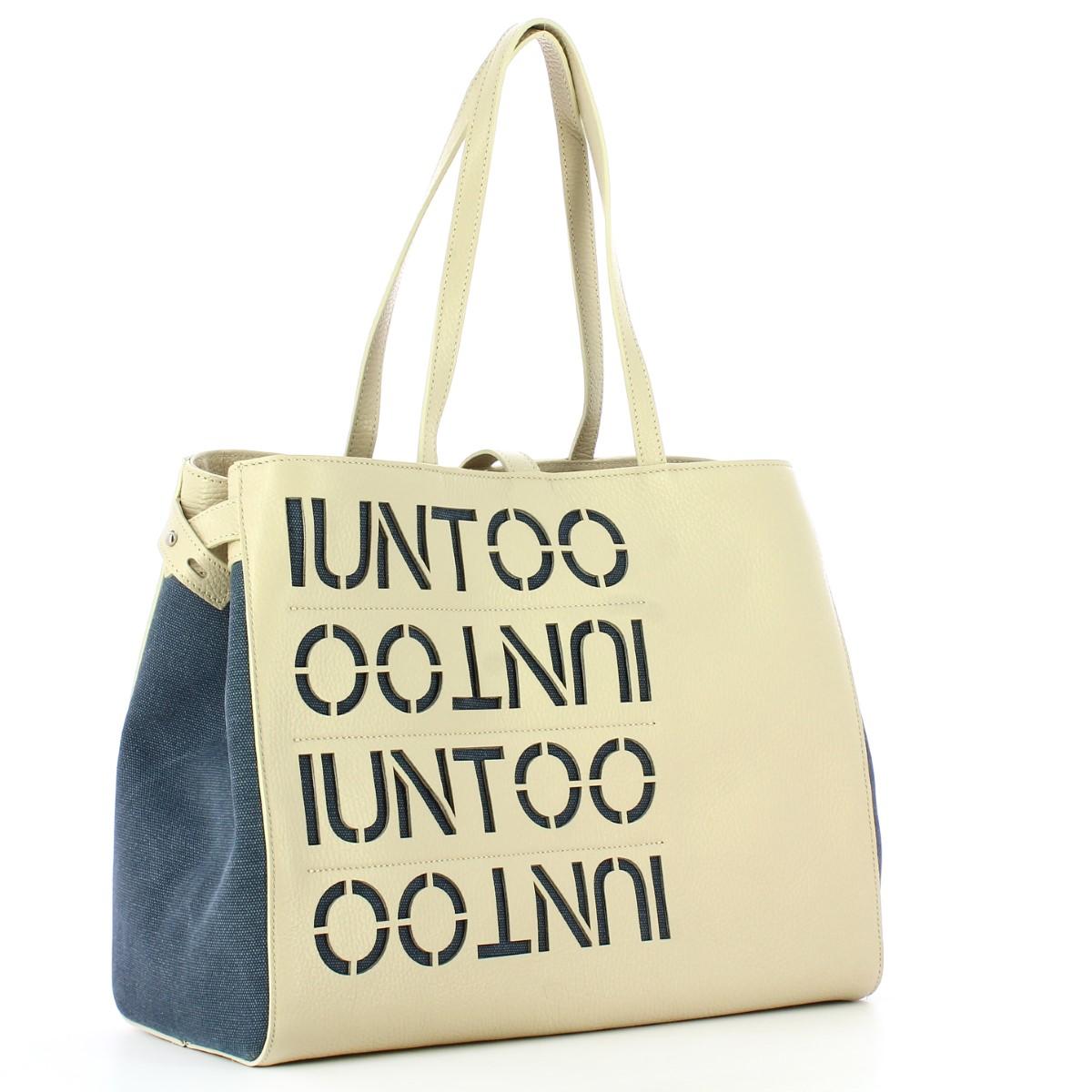 Iuntoo Shopper Media Graziosa con logo Beige Jeans - 2