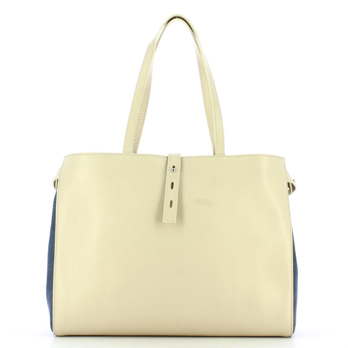 Iuntoo Shopper Media Graziosa con logo Beige Jeans - 3