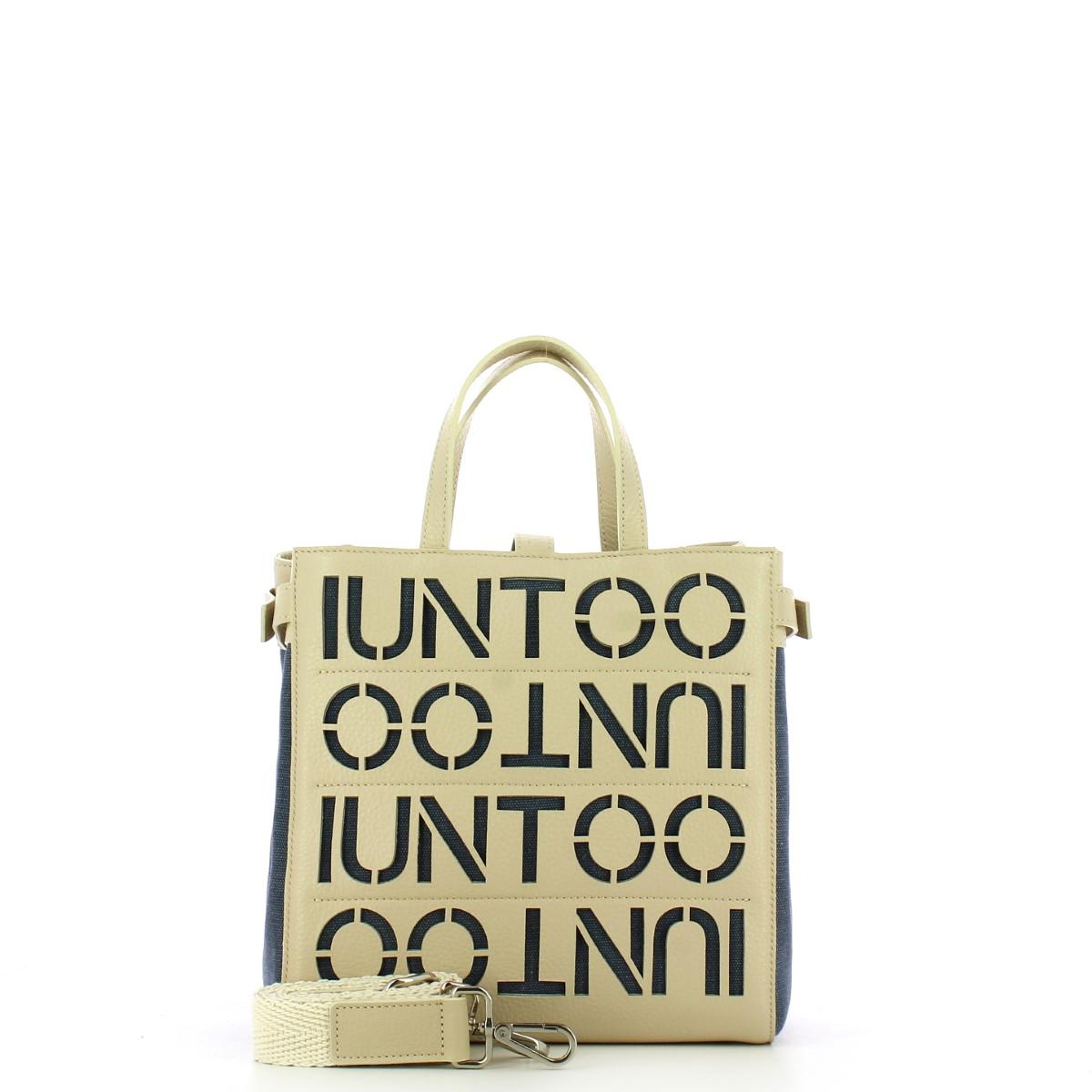 Iuntoo Shopper Piccola Graziosa con logo Beige Jeans - 4