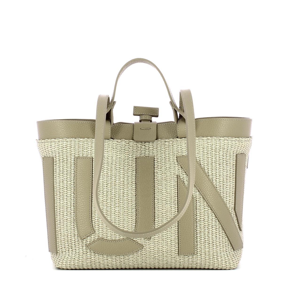 Iuntoo Shopping Sibilla Piccola Logo Raffia Cappuccino+Cappuccino - 1