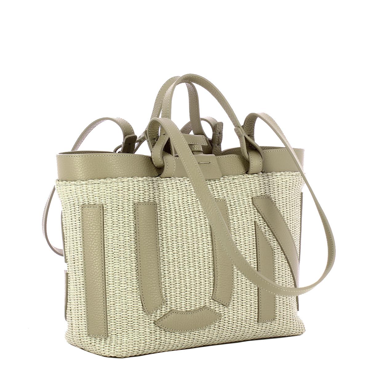 Iuntoo Shopping Sibilla Piccola Logo Raffia Cappuccino+Cappuccino - 2