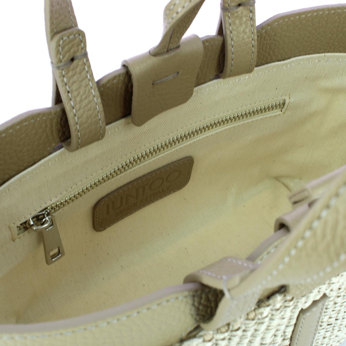 Iuntoo Sibilla Mini Logo Raffia Cappuccino+Cappuccino Shopping Bag - 5