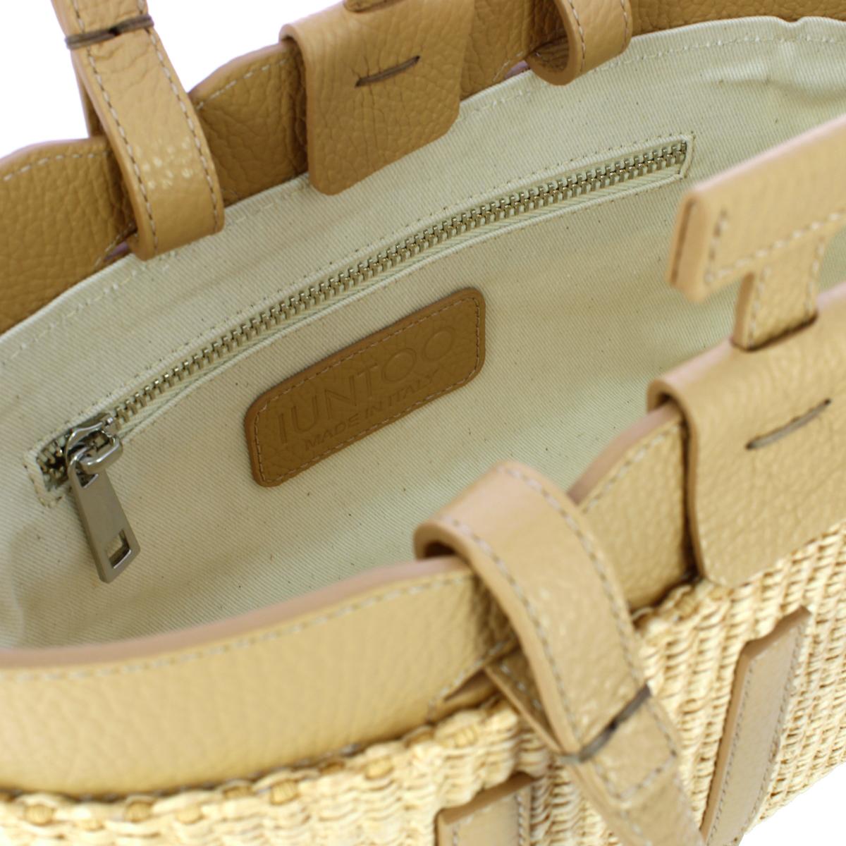 Iuntoo Sibilla Mini Logo Raffia Naturale+Cammello Shopping Bag - 5