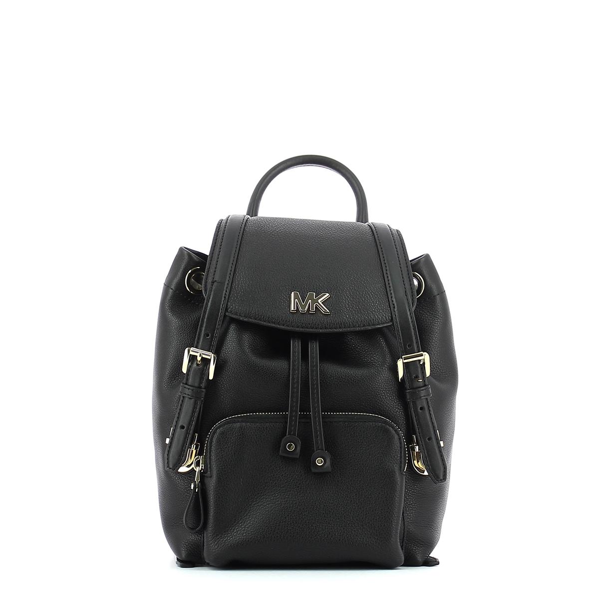 Beacon Small Leather Backpack-BLACK-UN