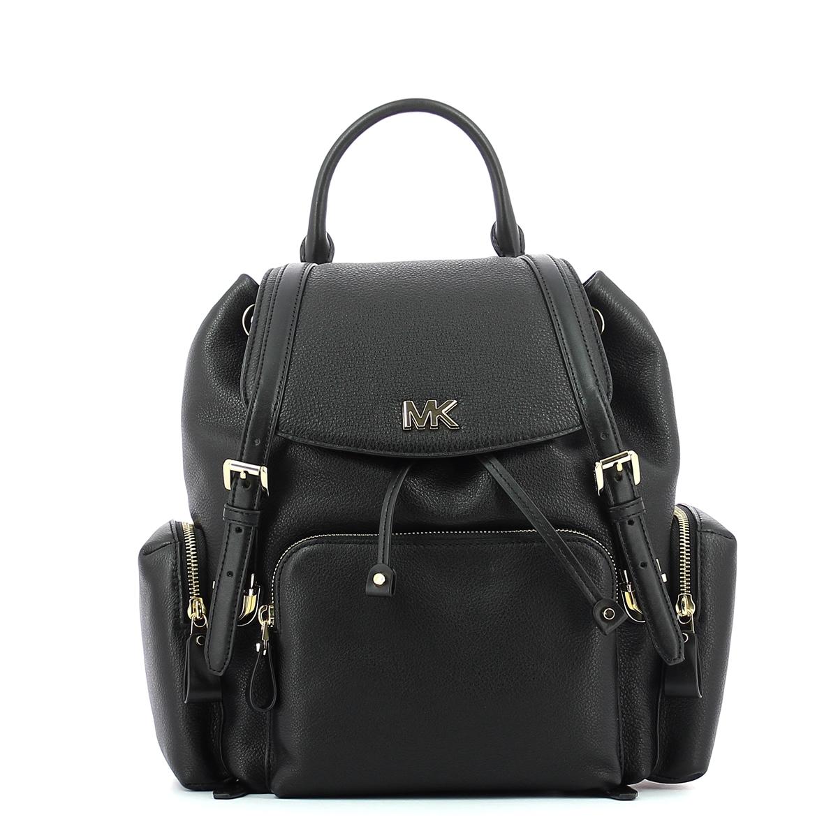 Beacon Medium Leather Backpack-BLACK-UN