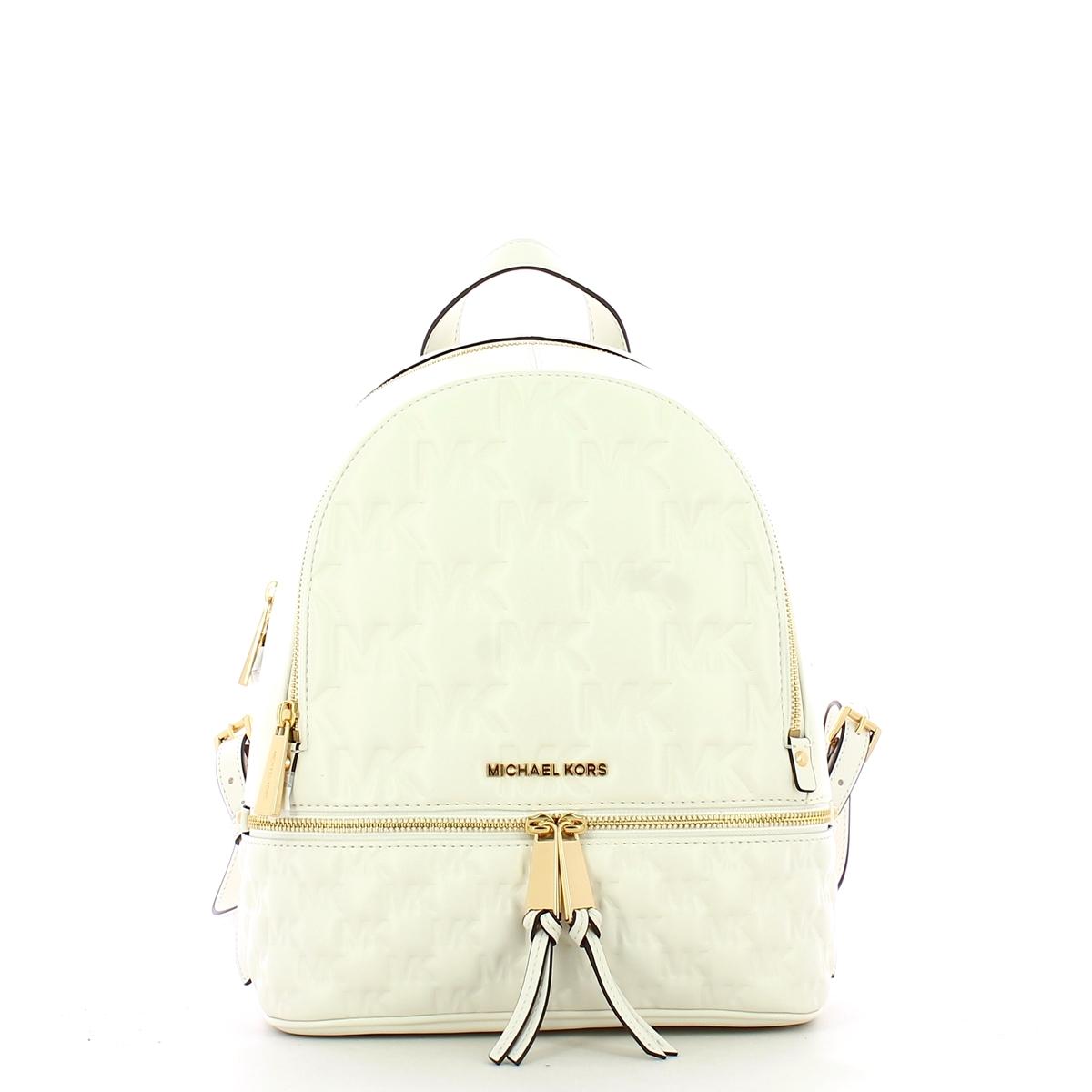 Michael Kors Zaino Rhea Medium Optic White Logo Embossed - 1