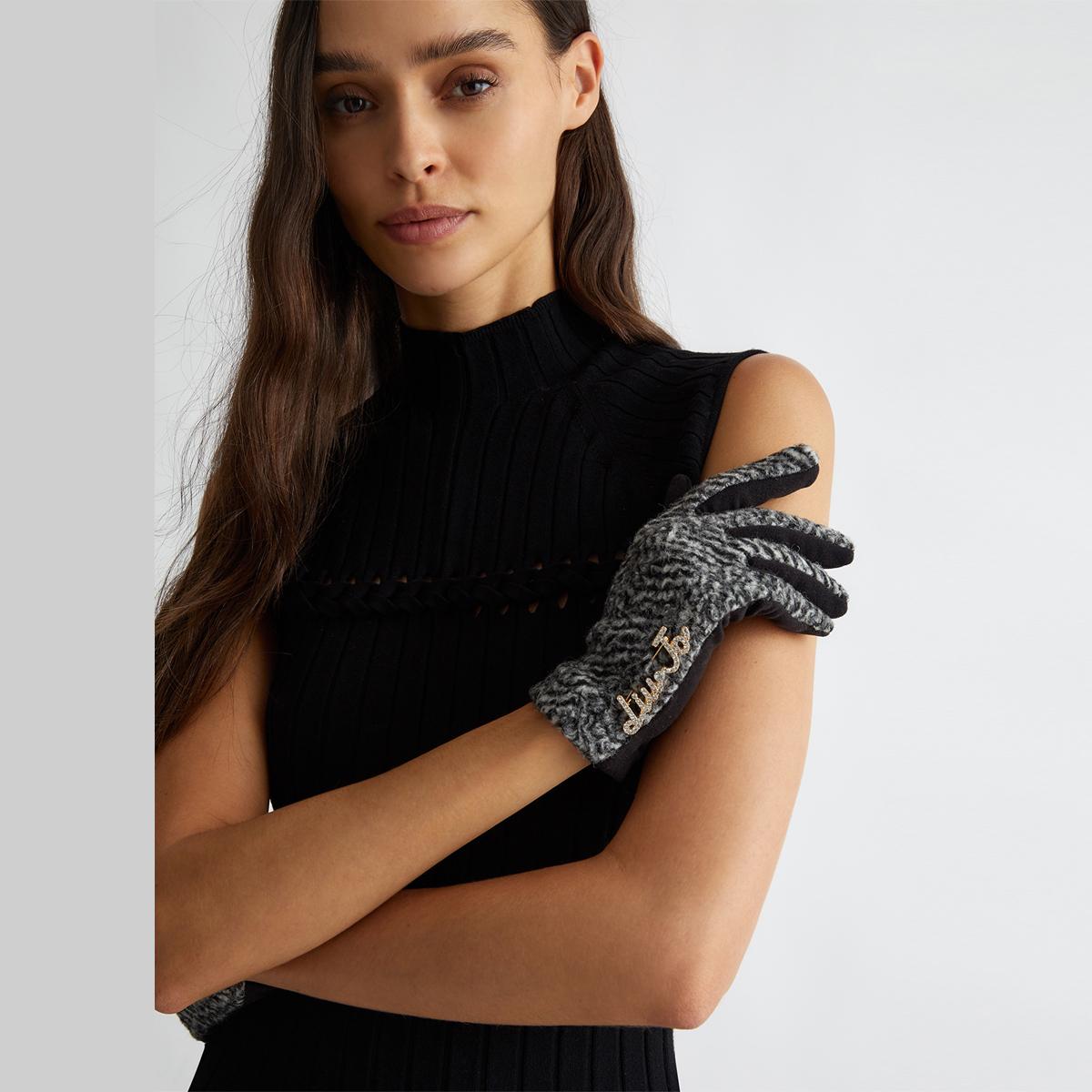 Liu Jo Guanti con spilla Bianco Nero - 2