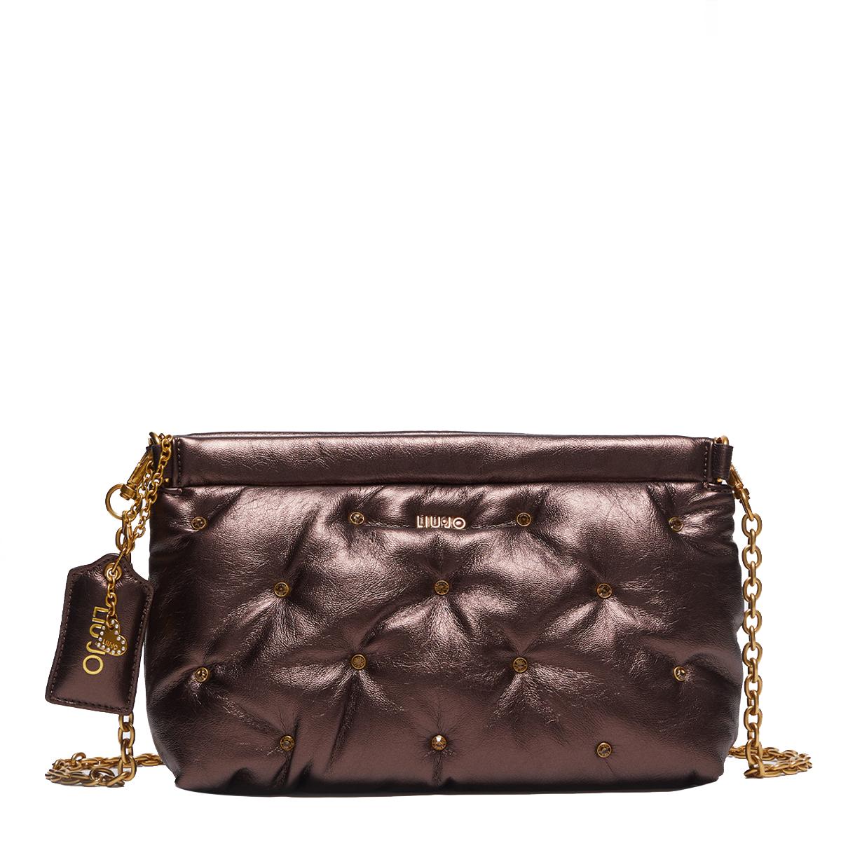 Liu Jo Pochette Glossy con strass Brown Stone Met. - 1