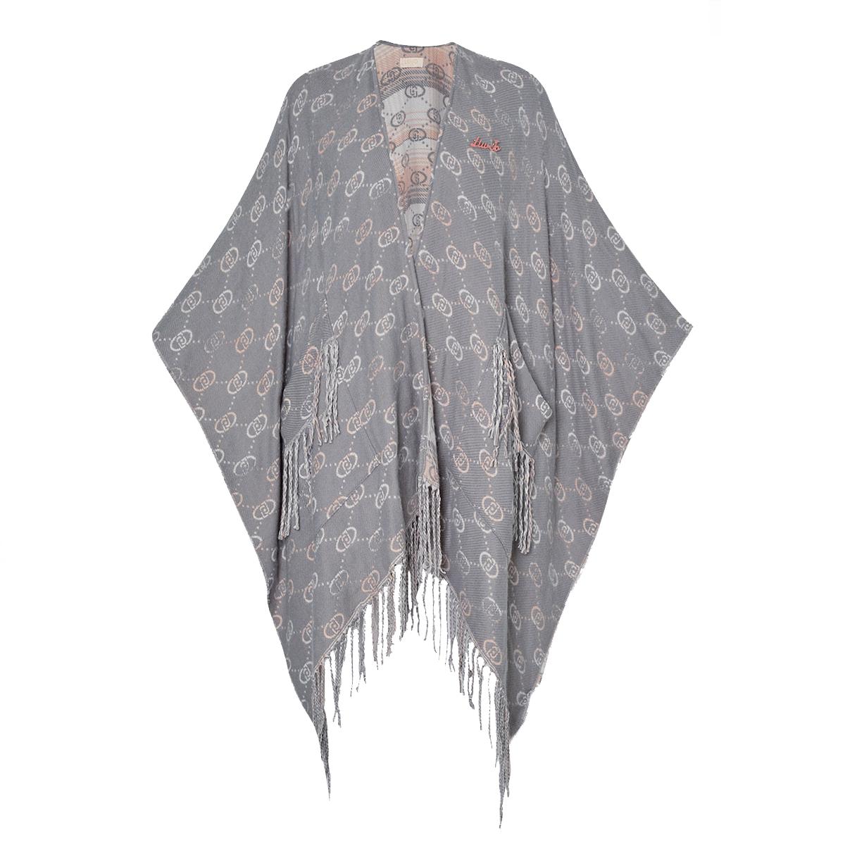 Liu Jo Poncho con Logo Jacquard Grey Cloud - 1