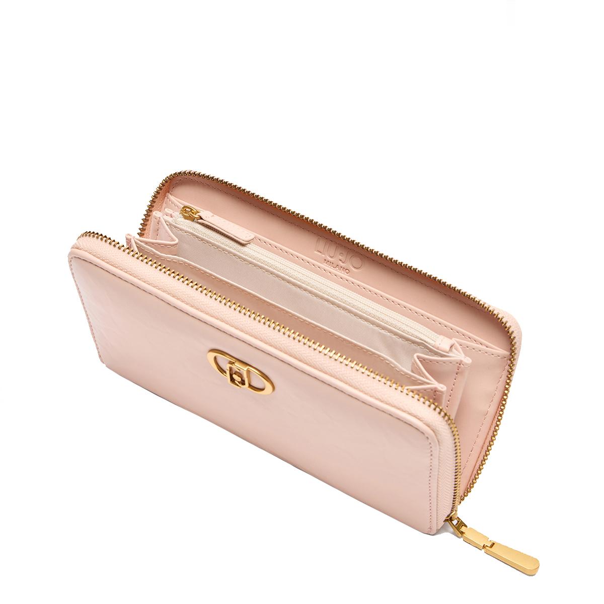 Liu Jo Portafoglio grande Zip Around con Logo Cipria - 4