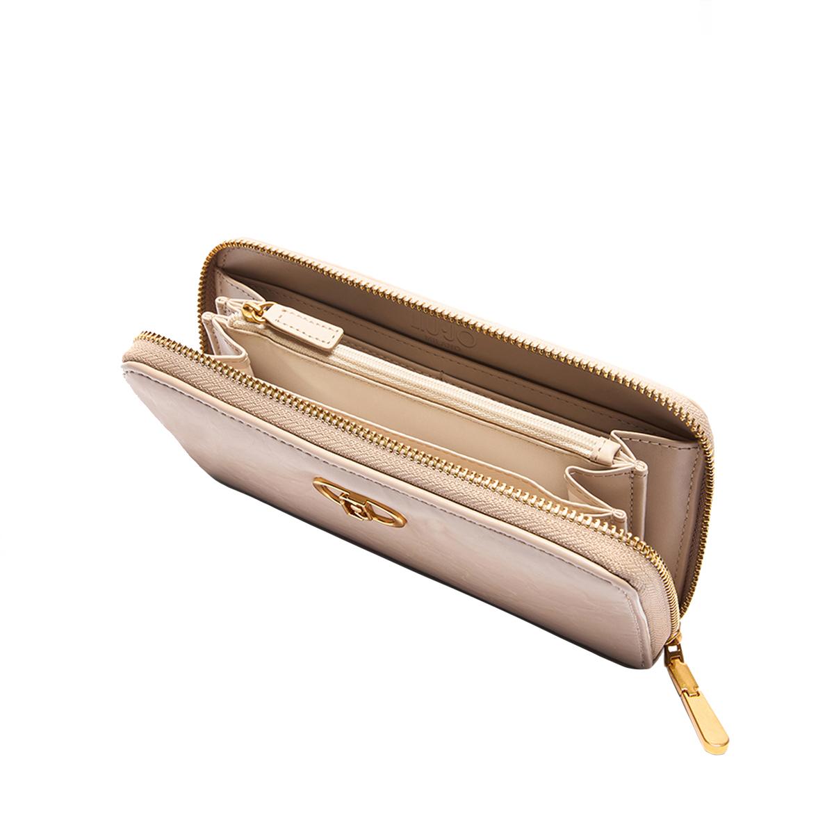 Liu Jo Portafoglio grande Zip Around con Logo Dark Sand - 4