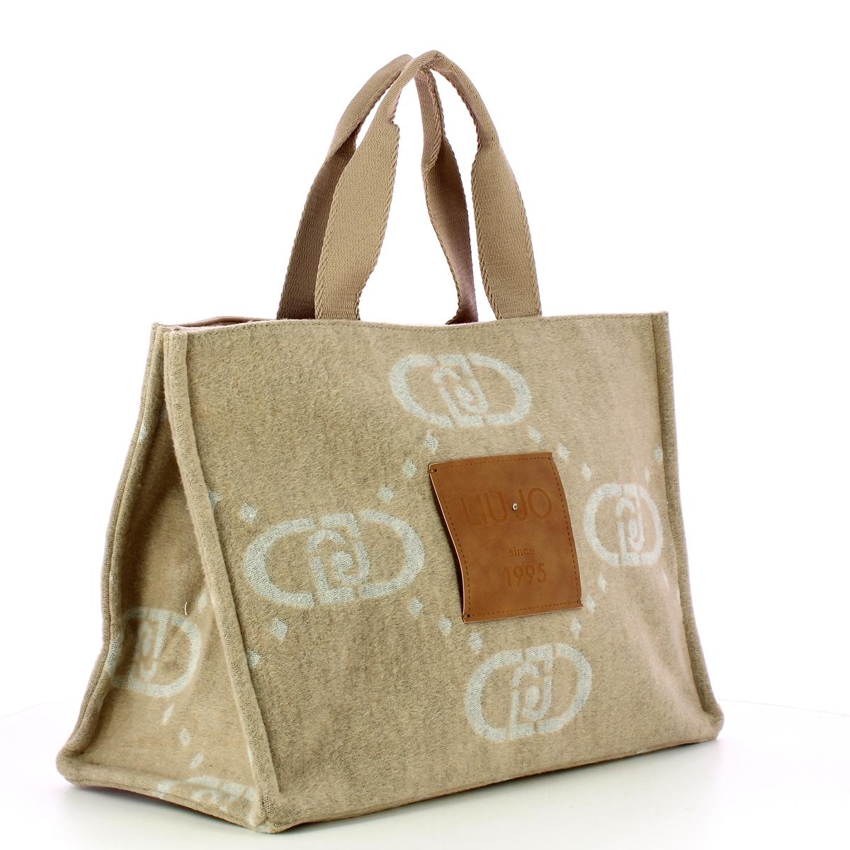 Liu Jo Shopping bag grande in feltro Oat Milk - 2