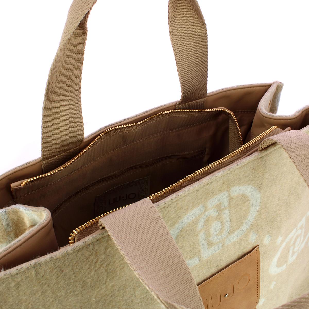 Liu Jo Shopping bag grande in feltro Oat Milk - 5