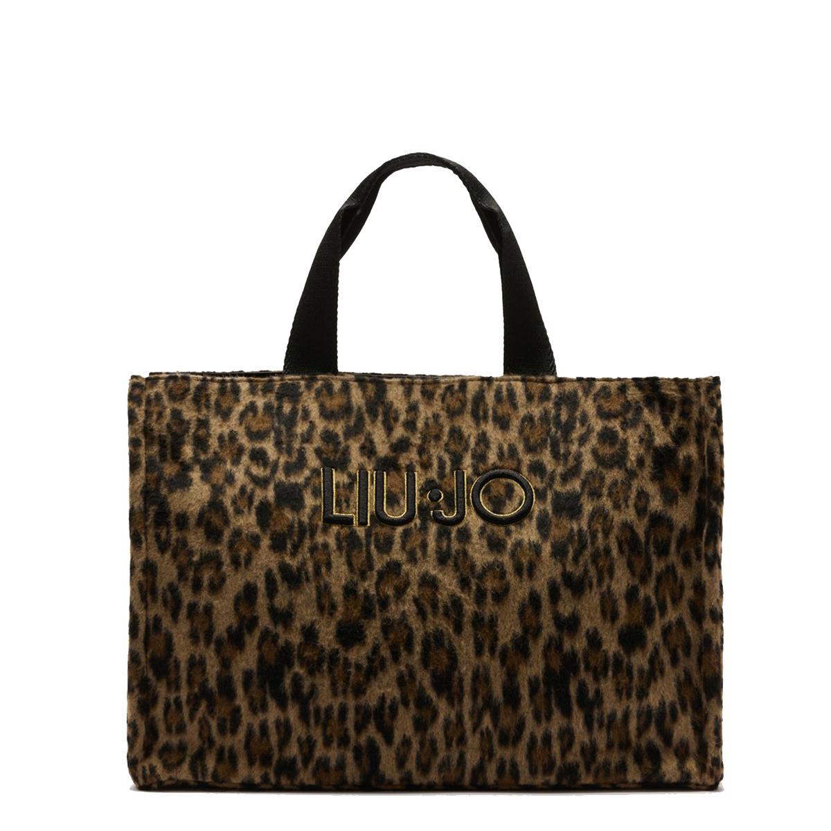 Liu Jo Shopping bag grande con logo Brown Animalier - 1