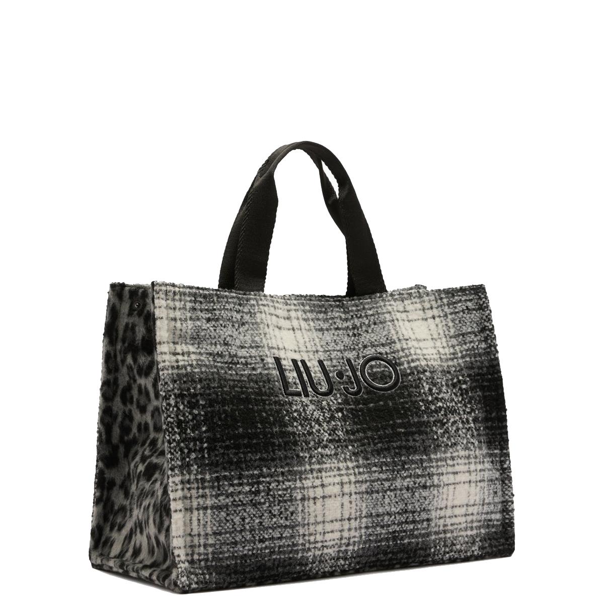 Liu Jo Shopping bag grande con logo Check Black - 2