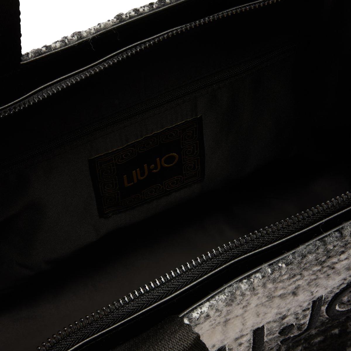 Liu Jo Shopping bag grande con logo Check Black - 5