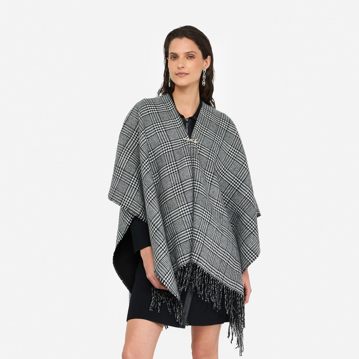Liu Jo Poncho in Principe di Galles Nero Bianco Lana - 2