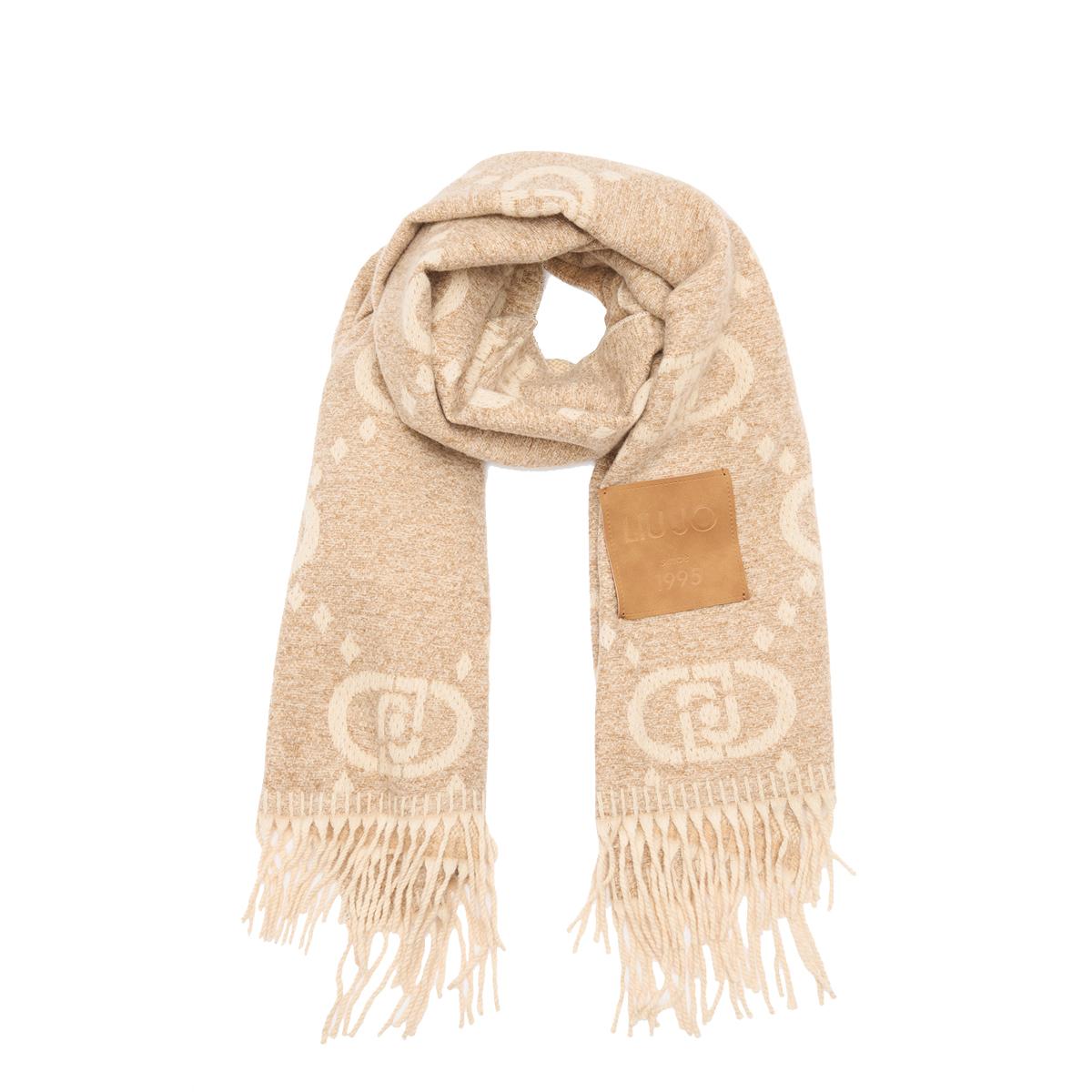 Liu Jo Sciarpa con motivo logato Oat Milk - 1