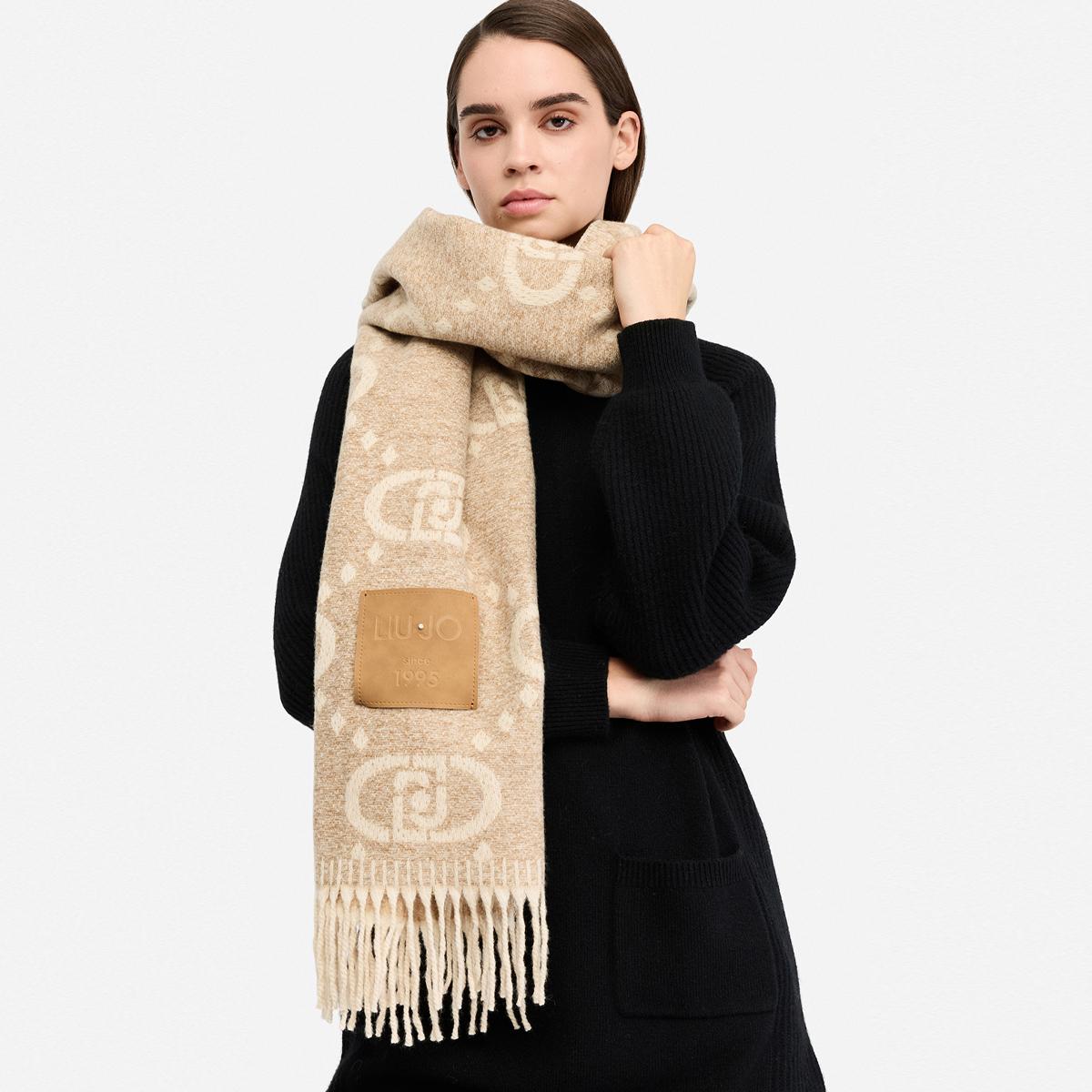 Liu Jo Sciarpa con motivo logato Oat Milk - 2