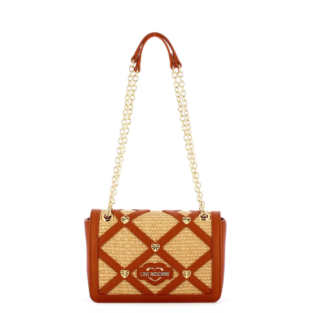 Love Moschino Borsa a spalla in raffia Naturale Cuoio Oro - 1