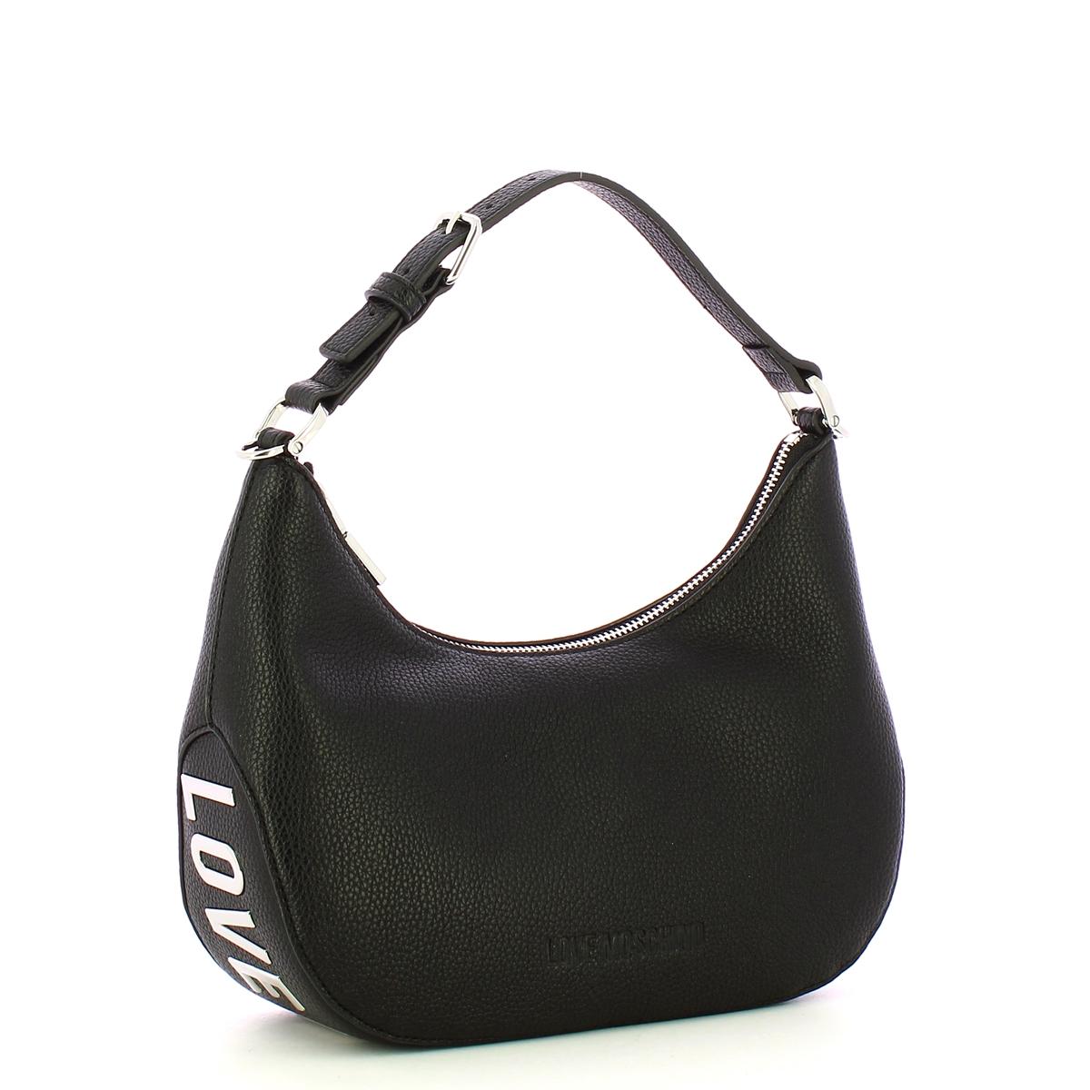 Love Moschino Hobo Bag Giant Logo Nero Nikel - 2
