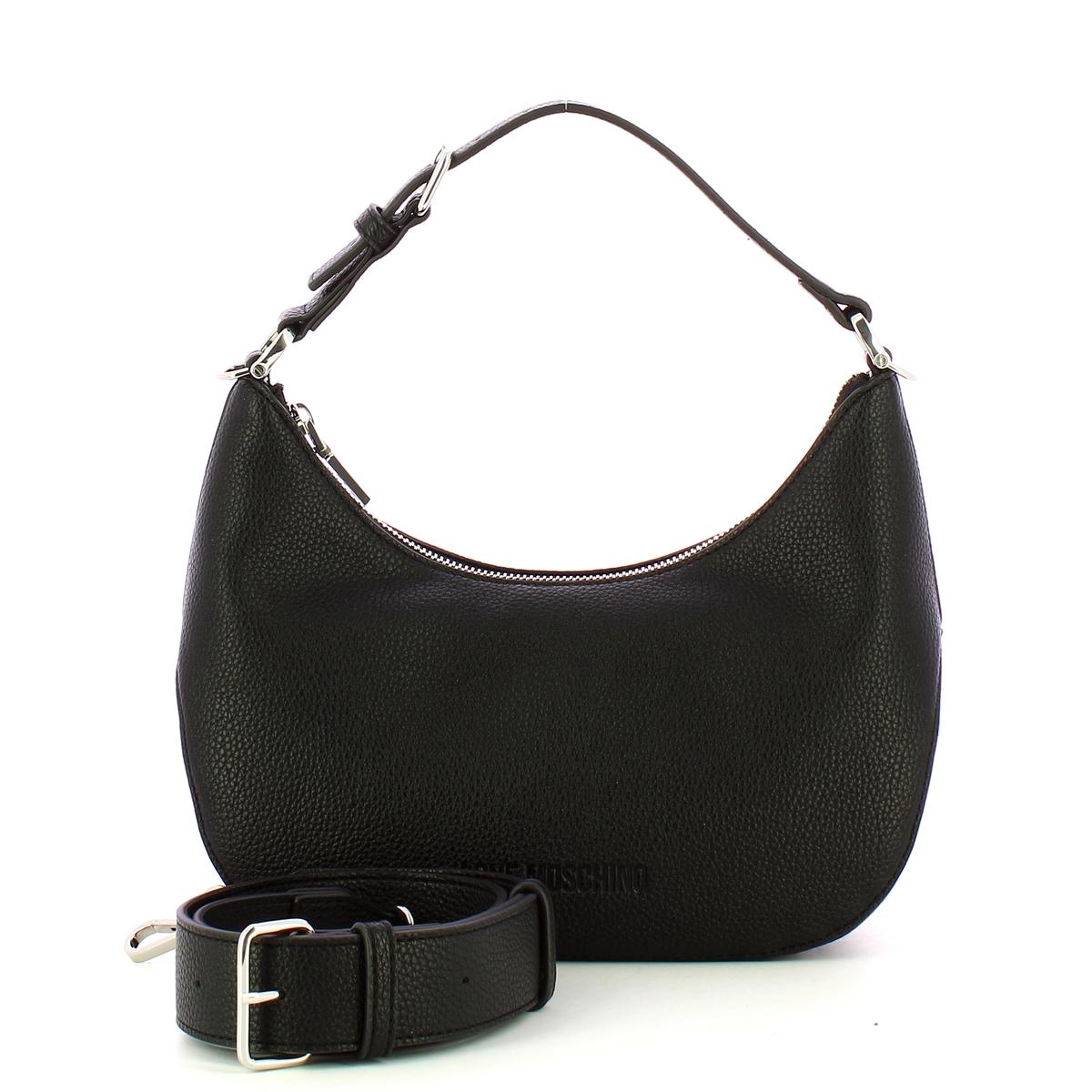 Love Moschino Hobo Bag Giant Logo Nero Nikel - 4