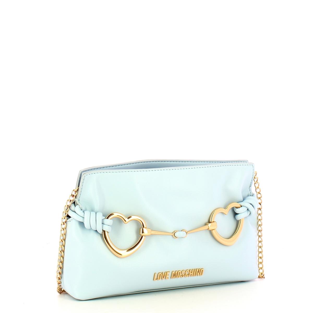 Love Moschino Clutch Laminata Hearts Cielo - 2