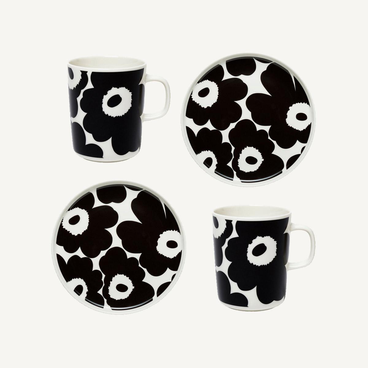 Marimekko Breakfast Set Oiva/Unikko Mugs + Plate - 1