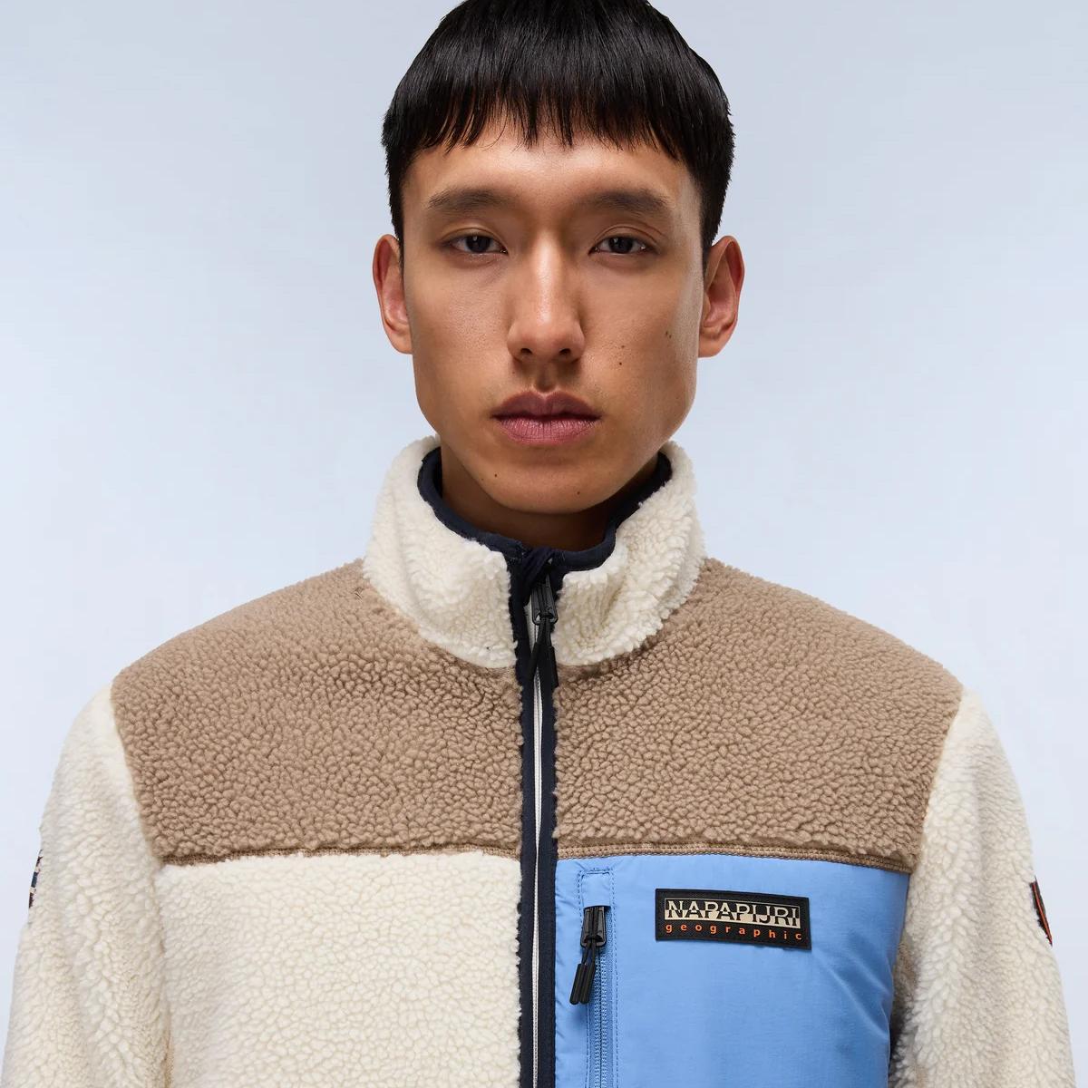 Napapijri Felpa in pile Yupik Multicolour MQZ Natural - 3