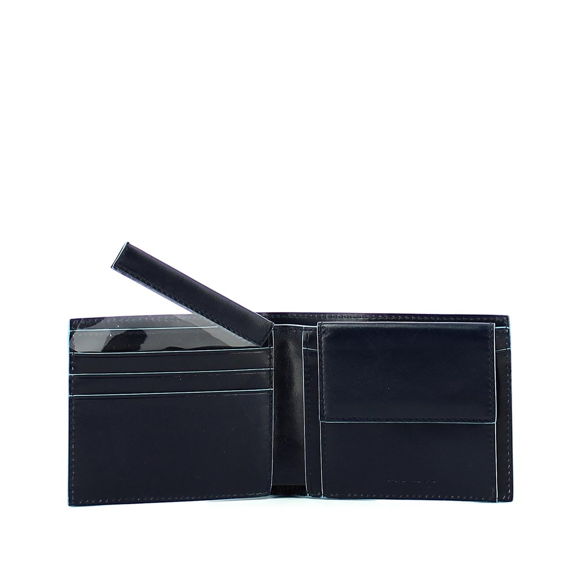 Men wallet with coin pouch Blue Square