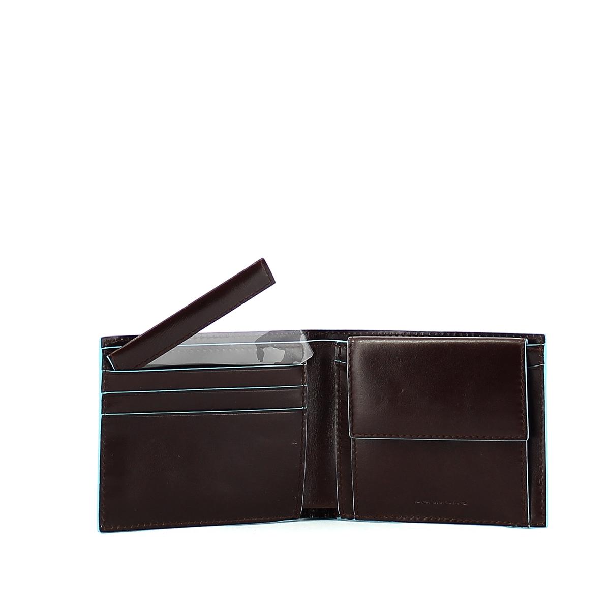 Men wallet with coin pouch Blue Square