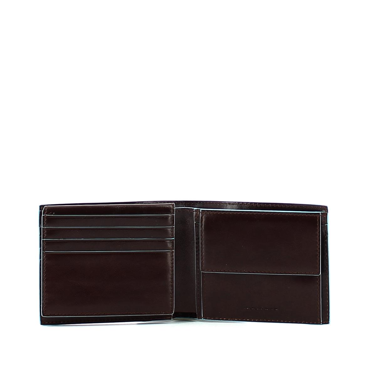 Men wallet with coin pouch Blue Square