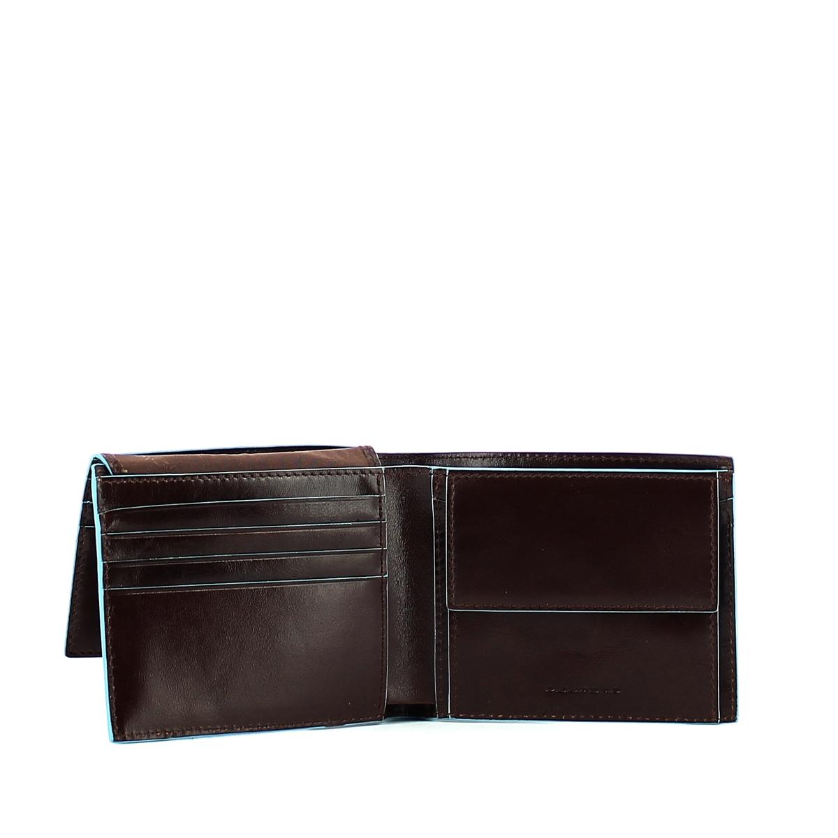 Men wallet with coin pouch Blue Square