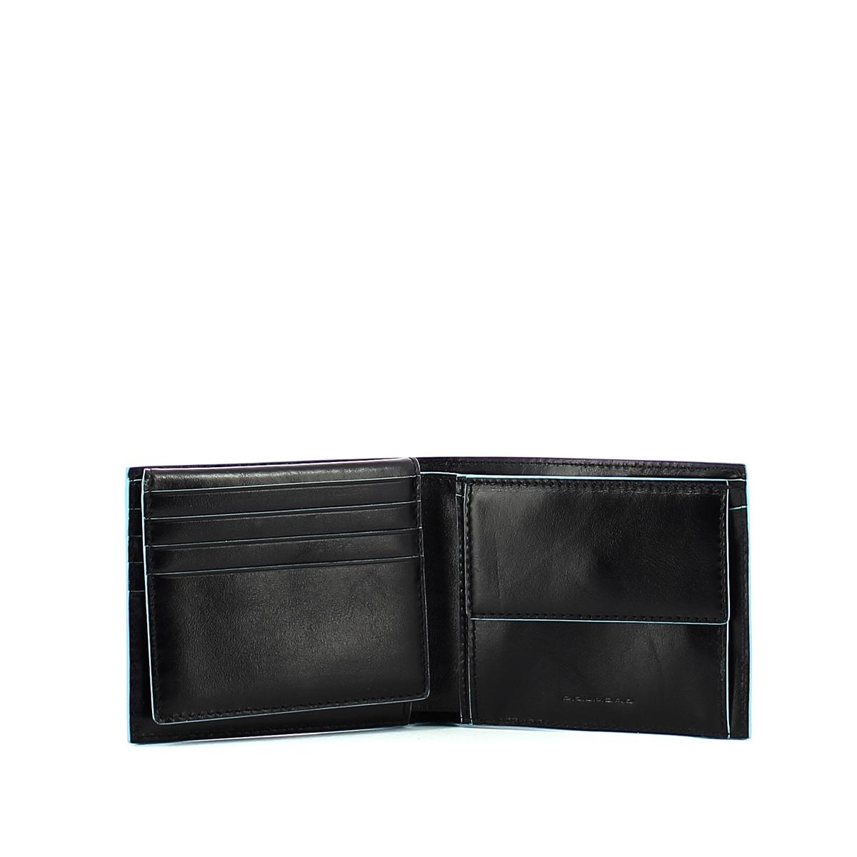 Men wallet with coin pouch Blue Square