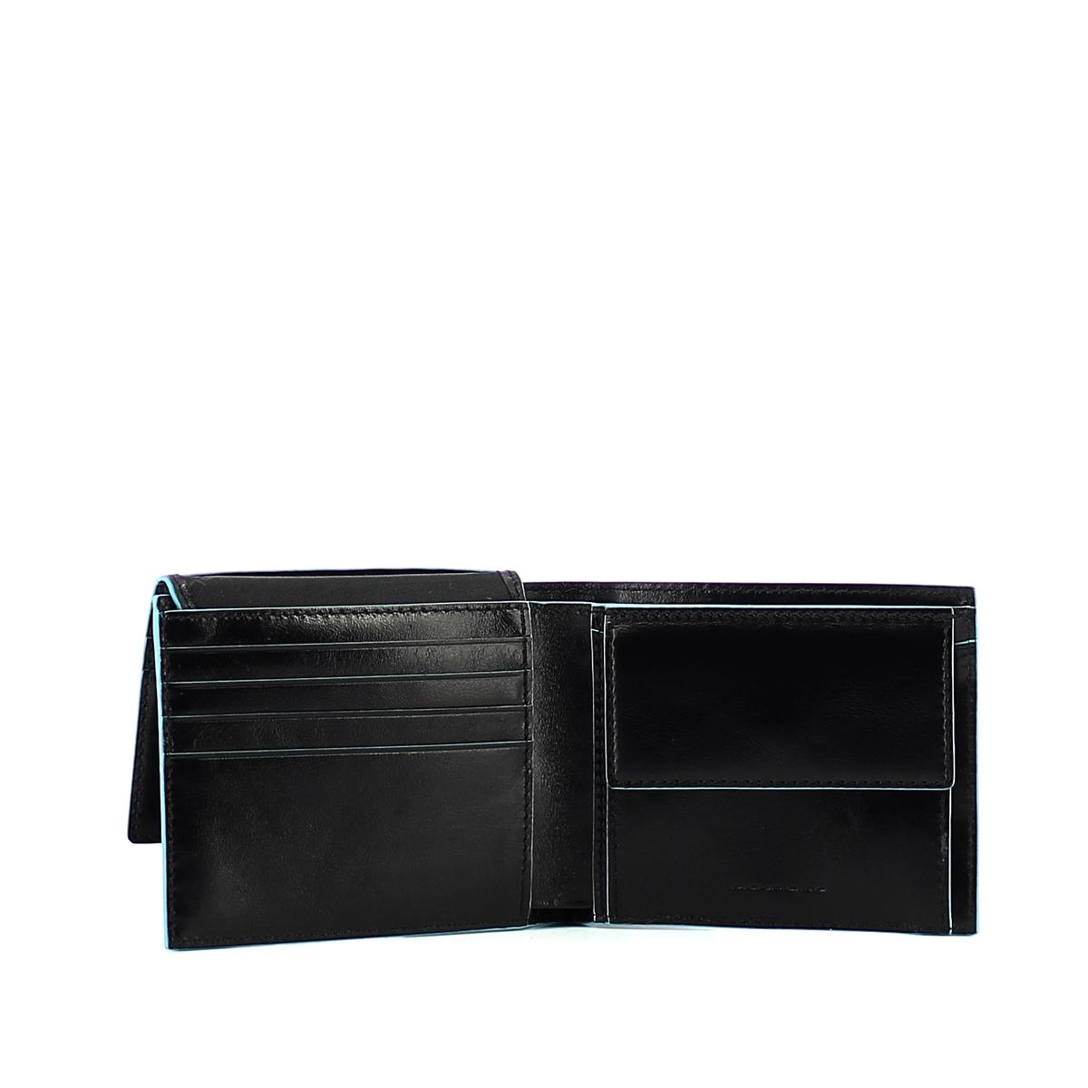 Men wallet with coin pouch Blue Square