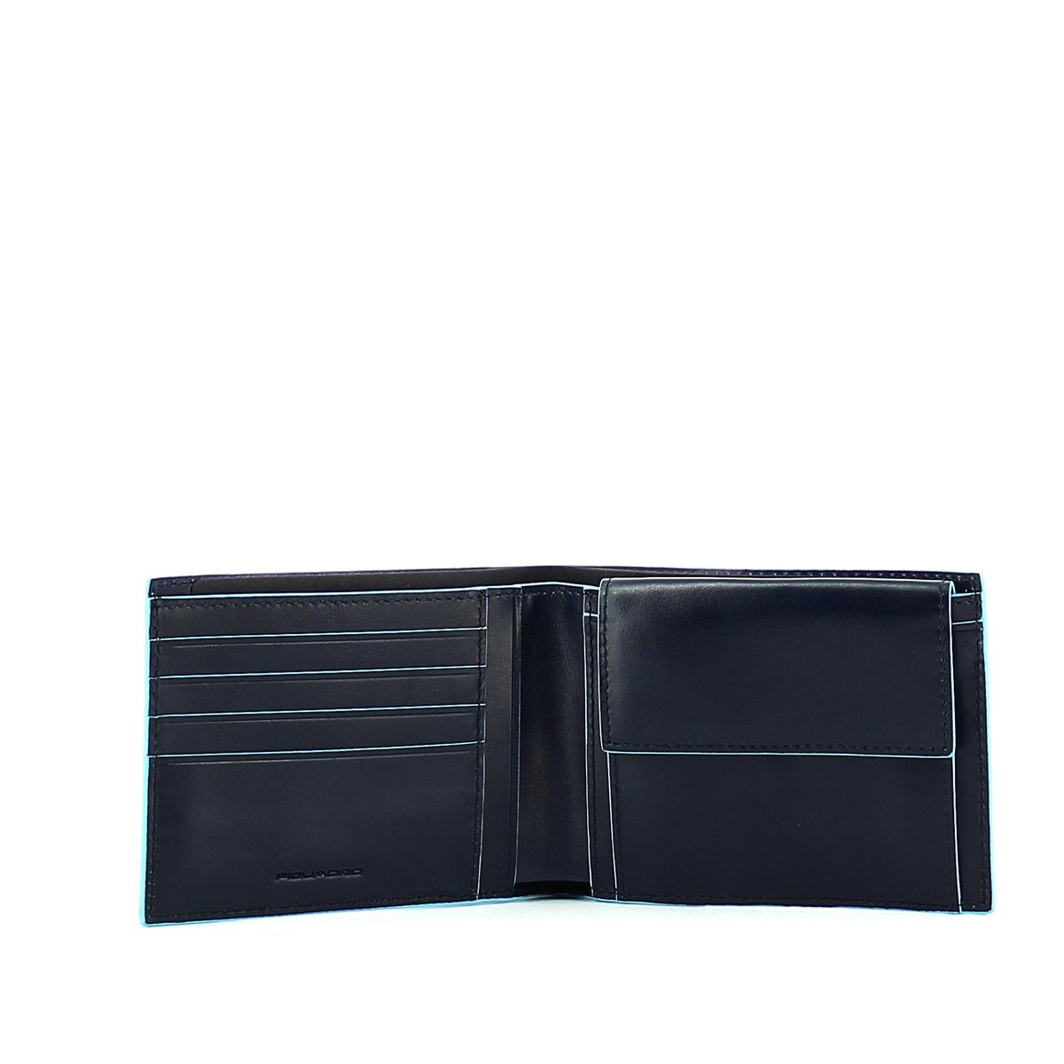 Men wallet with coin pouch Blue Square