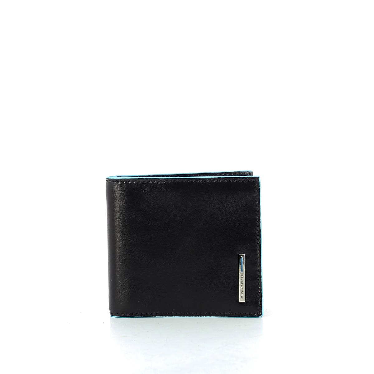 Men wallet w. money clip Blue Square-NERO-UN