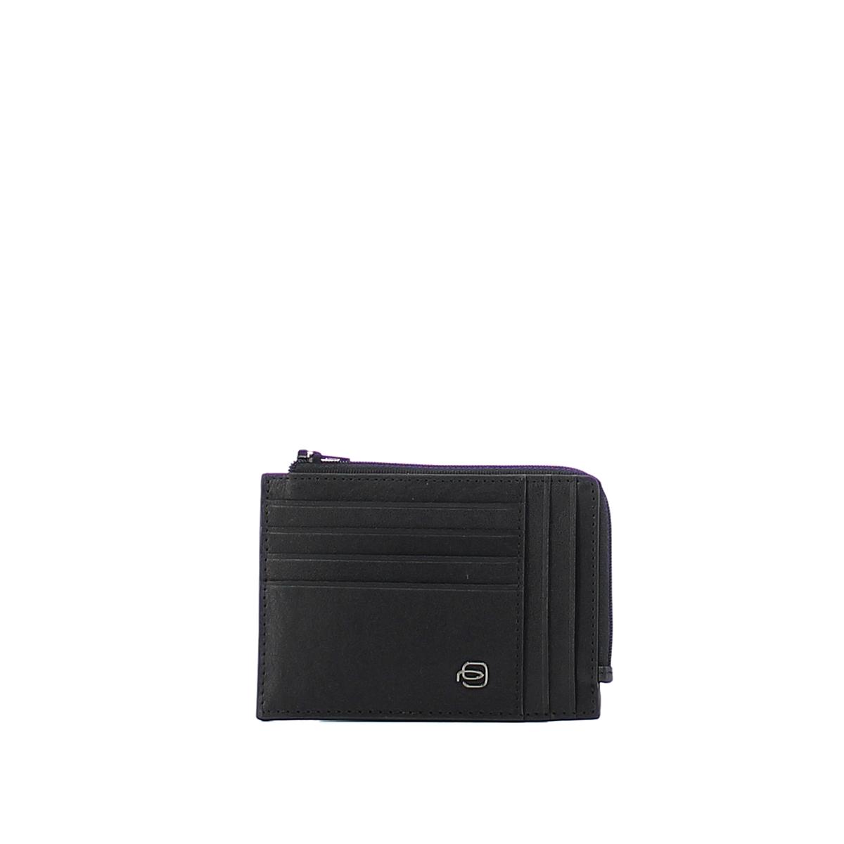 Zipped credit card holder Black Square-NERO-UN