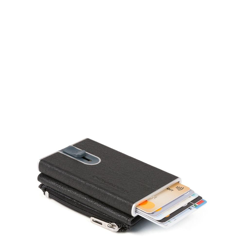 Piquadro Porta carte di credito con Sliding System con portamonete RFID Black Square - 3