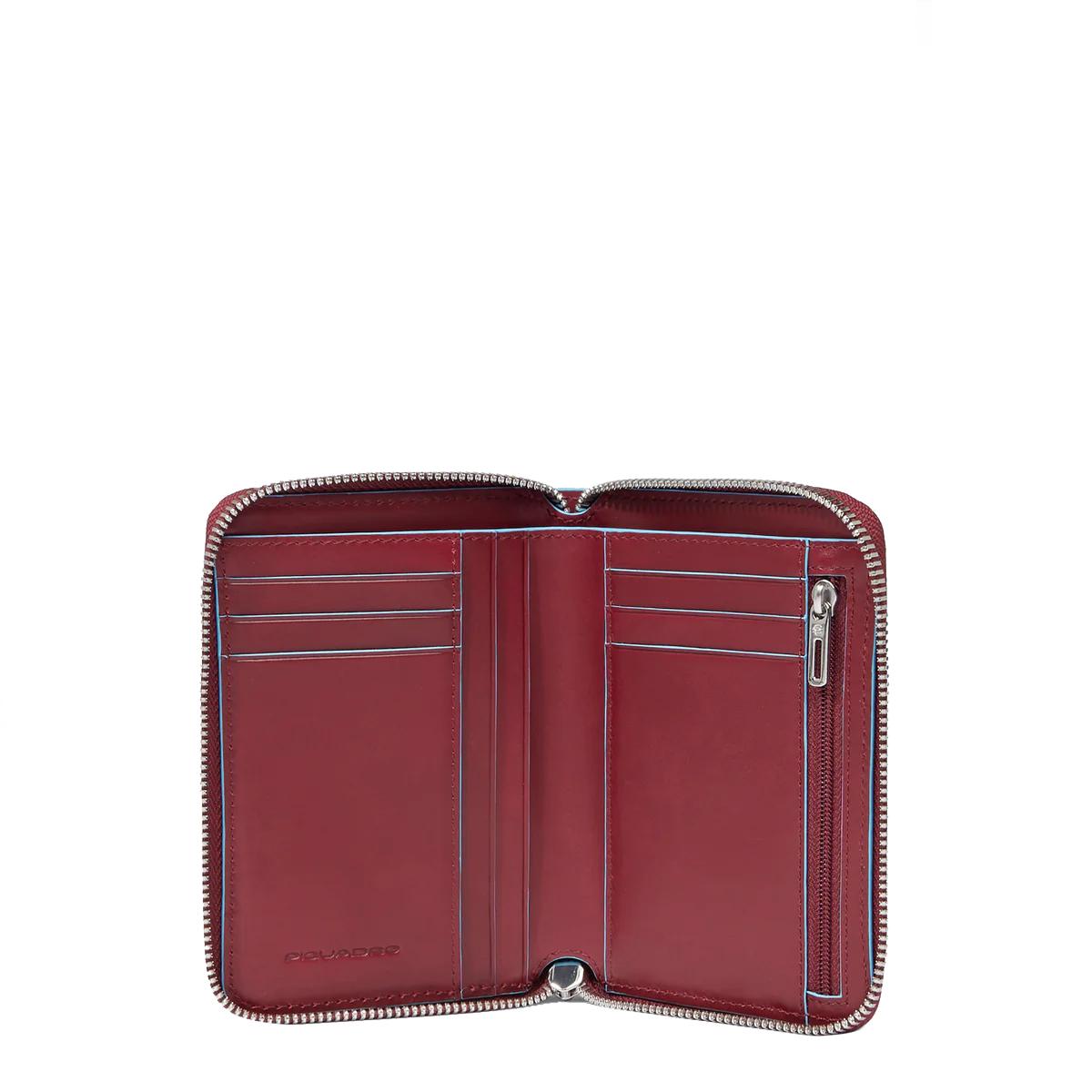 Piquadro Portafoglio Piccolo Blue Square Zip Around Rosso - 4