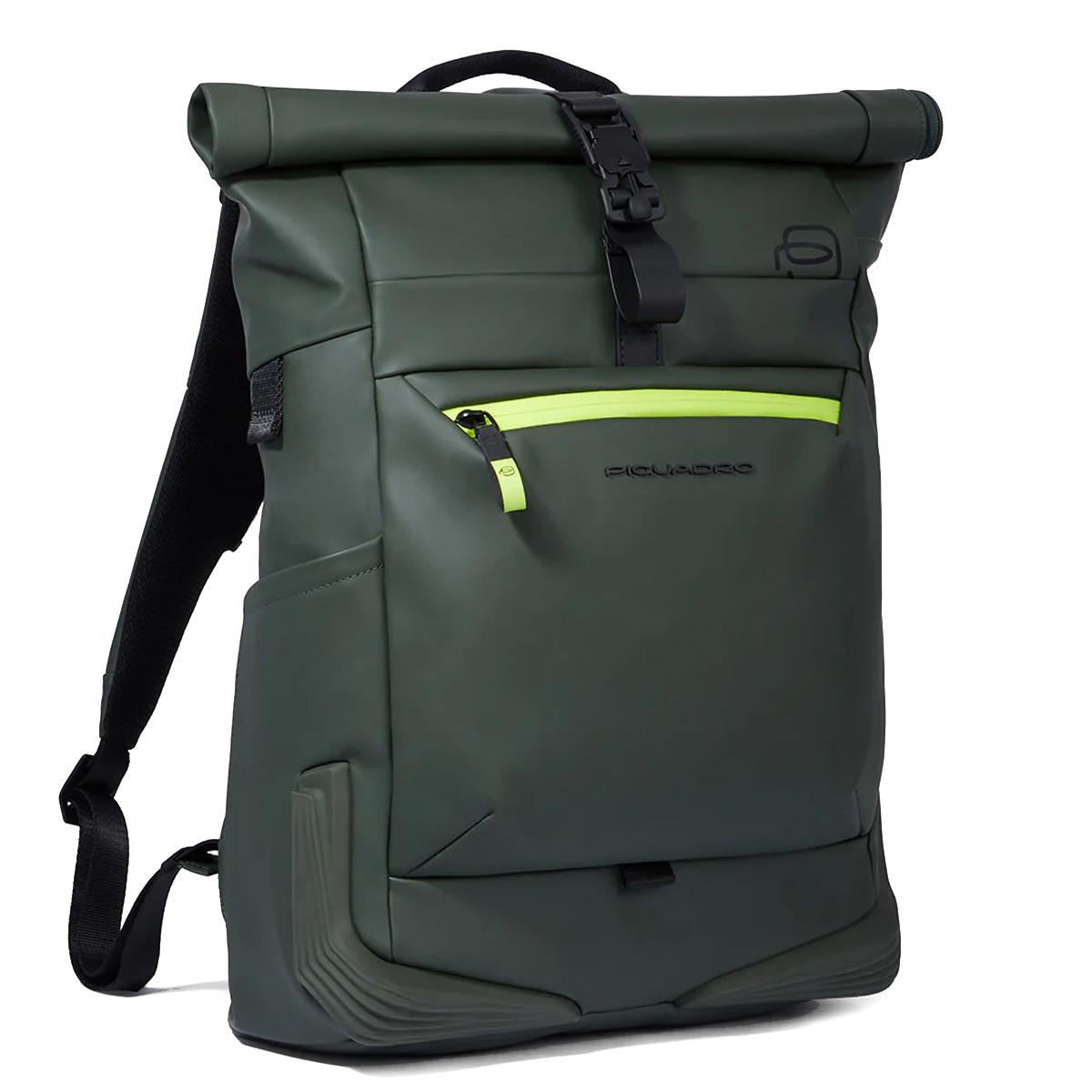 Piquadro Zaino Corner Roll-Top Porta PC 15.6" Verde - 2