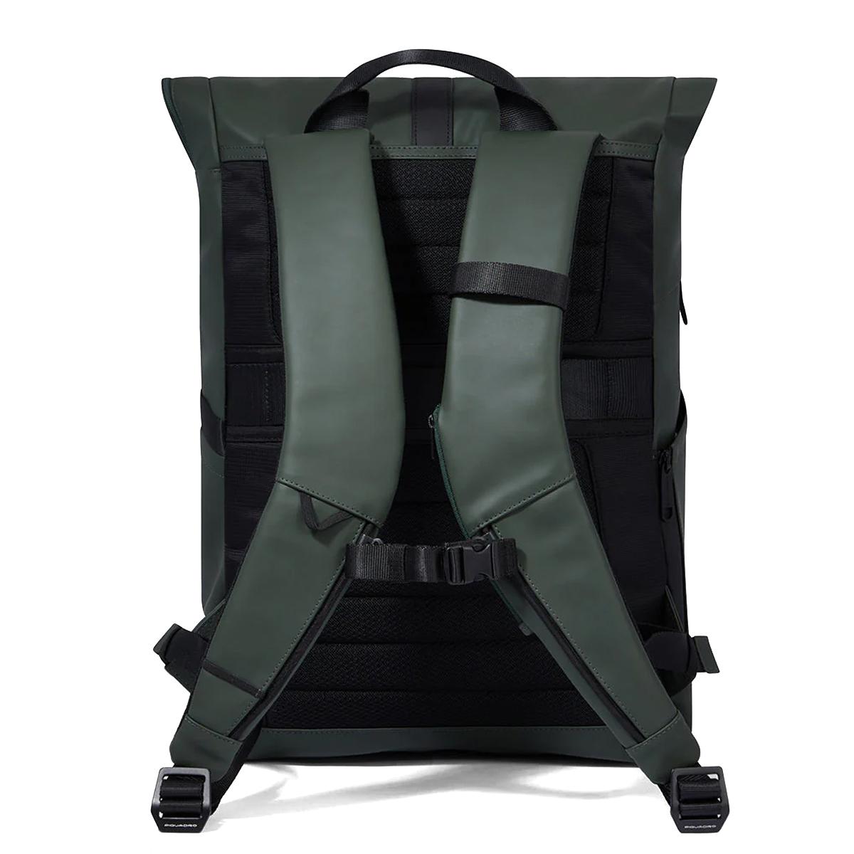 Piquadro Zaino Corner Roll-Top Porta PC 15.6" Verde - 3